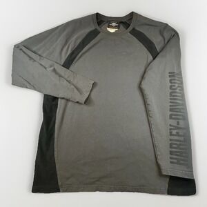 Vintage Men's Harley Davidson Long Sleeve Shirt Size L Crest Logo Heavyweight